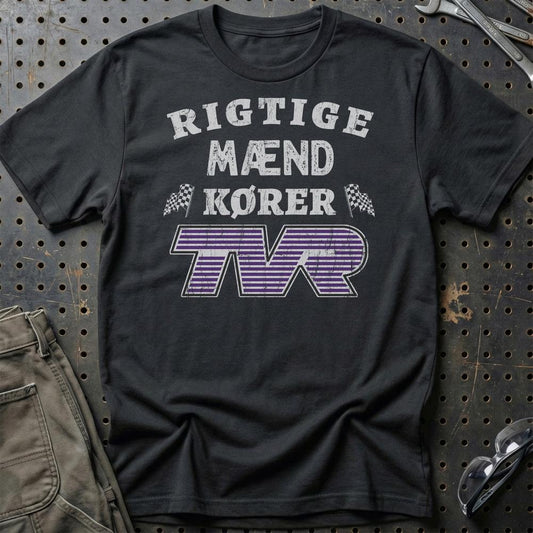 TVR Rigtige Mænd Kører - Unisex T-Shirt , Bomuld-Beklædning-TVR-Sort-S-Garage Culture Shop- garage - man cave - merchandise