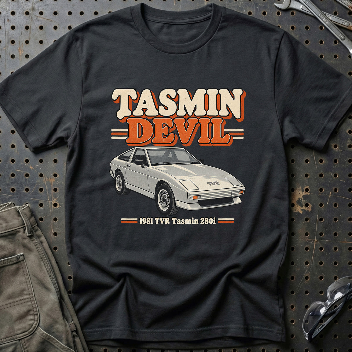 
TVR Tasmin 280i 1981 – Tasmin Devil T-Shirt – Sort