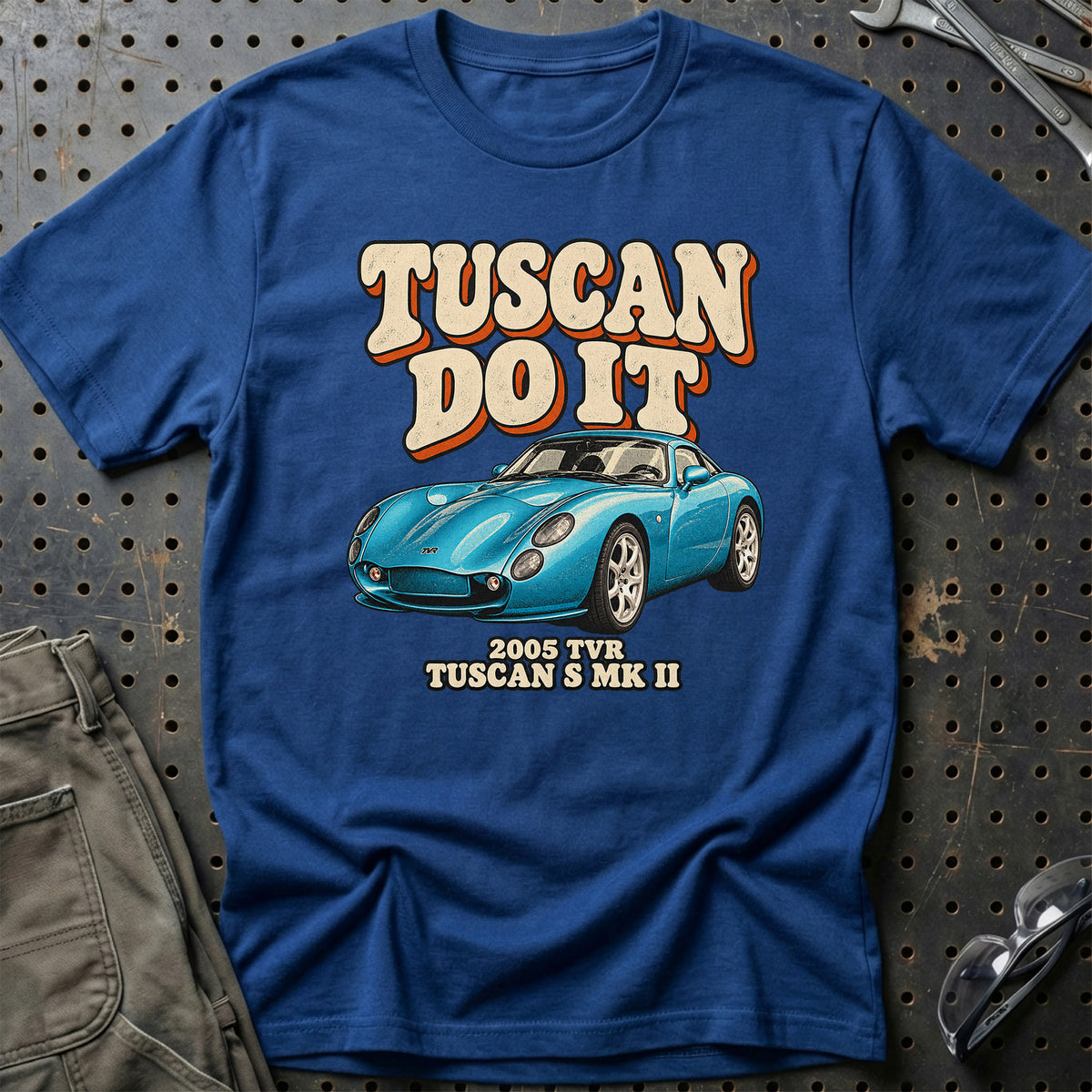 
TVR Tuscan S Mk II 2005 – Tuscan Do It T-Shirt – Blå Royal