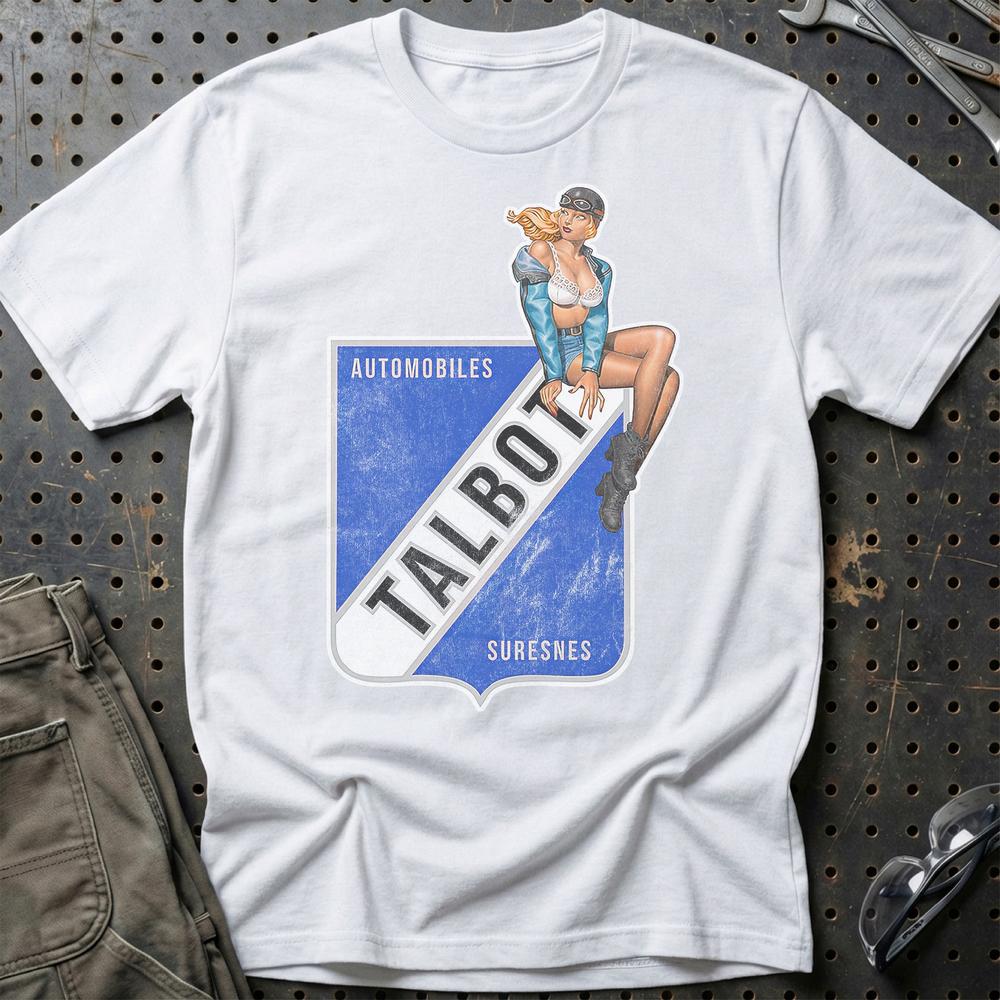 Talbot Pinup T-Shirt-Beklædning-Talbot-Hvid-S-Garage Culture Shop- garage - man cave - merchandise