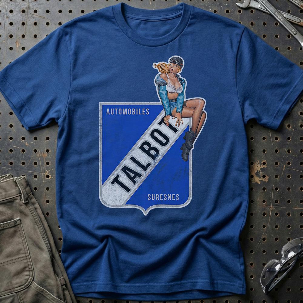Talbot Pinup T-Shirt-Beklædning-Talbot-Blå Royal-S-Garage Culture Shop- garage - man cave - merchandise