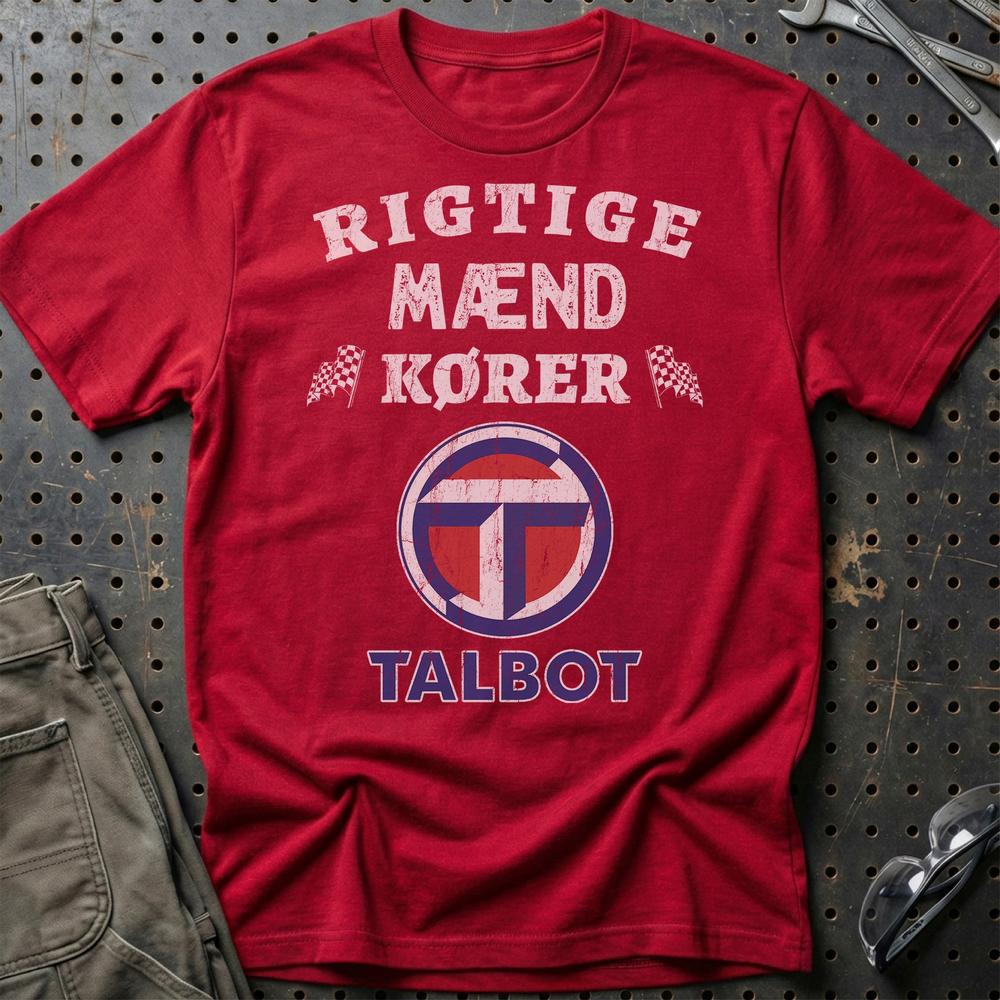 Talbot Rigtige Mænd Kører T-Shirt-Beklædning-Talbot-Rød-S-Garage Culture Shop- garage - man cave - merchandise