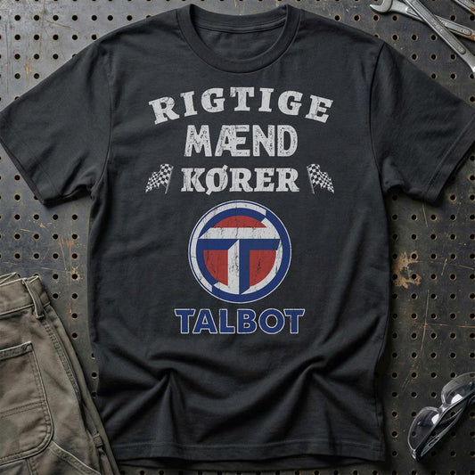 Talbot Rigtige Mænd Kører - Unisex T-Shirt , Bomuld-Beklædning-Talbot-Sort-S-Garage Culture Shop- garage - man cave - merchandise