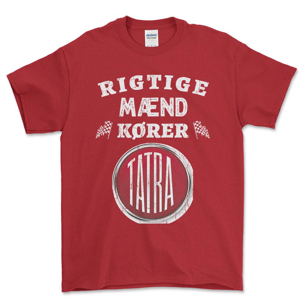 Tatra Rigtige Mænd Kører - Unisex T-Shirt , Bomuld-Beklædning-Tatra-Rød-S-Forside-Garage Culture Shop- garage - man cave - merchandise