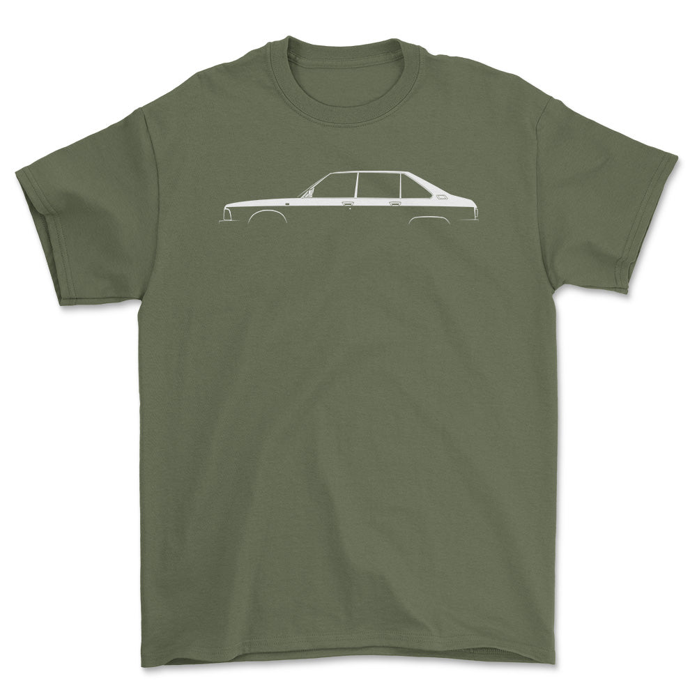 Tatra T613 1975-1997 Silhuet - Unisex T-Shirt , Bomuld-Beklædning-Tatra-Grøn Militær-S-Forside-Garage Culture Shop- garage - man cave - merchandise