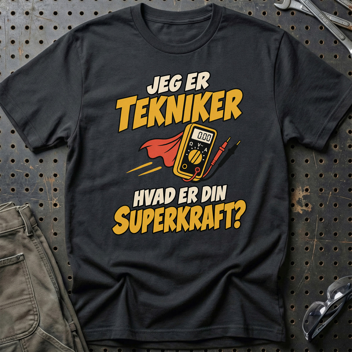 
Tekniker – Hvad er din superkraft? – Unisex T-Shirt – Sort