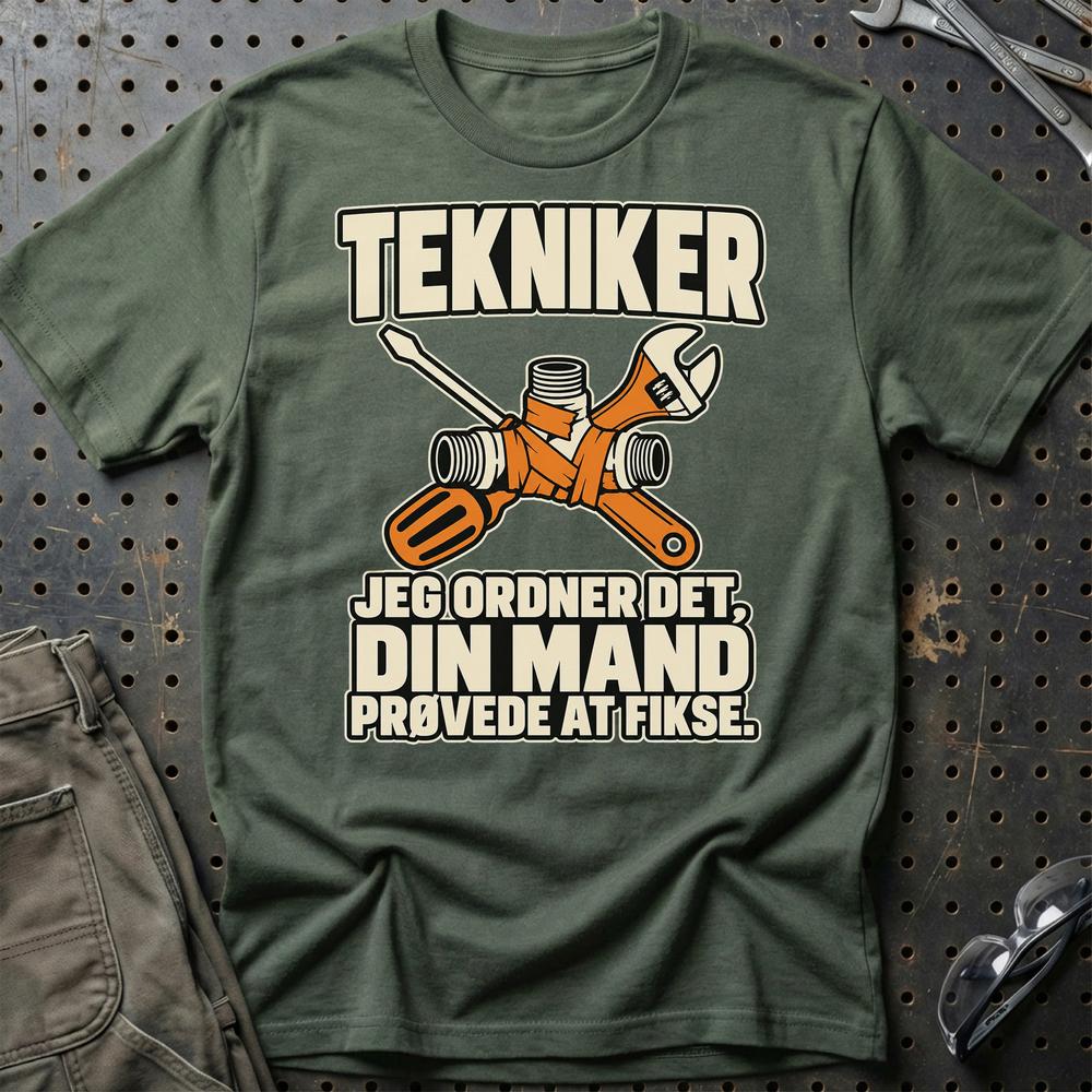 
Produktbillede af Tekniker – Jeg Ordner Det, Din Mand Prøvede At Fikse T-Shirt