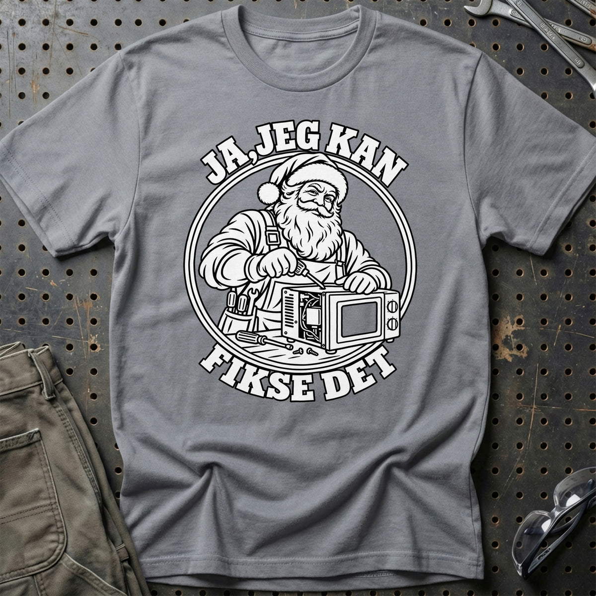 
Tekniker – Santa Kan Det – Jul T-Shirt – Grå Sport