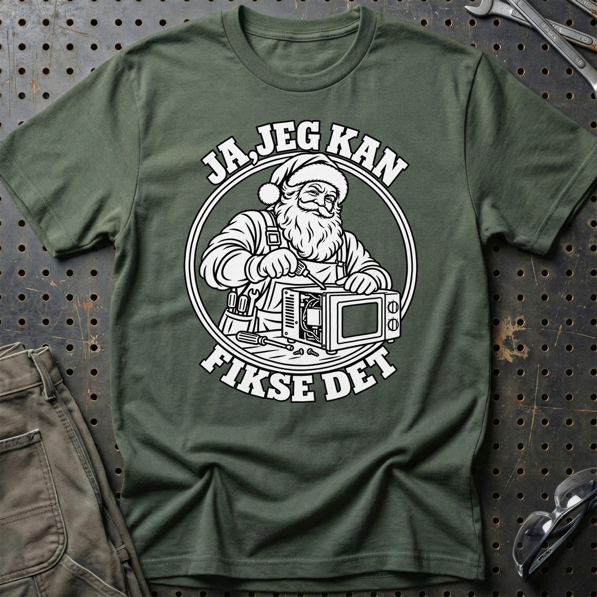 
Tekniker – Santa Kan Det – Jul T-Shirt – Grøn Militær