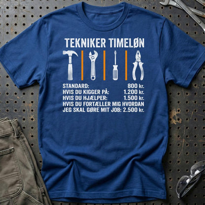 Tekniker Timeløn - Unisex T-Shirt , Bomuld-Beklædning-Garage Culture-Blå Royal-S-Garage Culture Shop- garage - man cave - merchandise