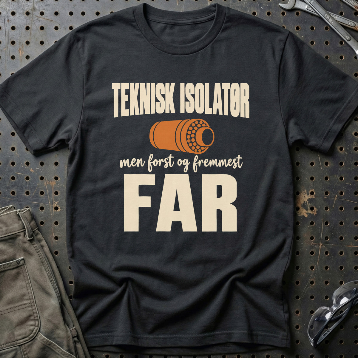 
Teknisk isolatør – Først og fremmest far – Unisex T-Shirt – Sort