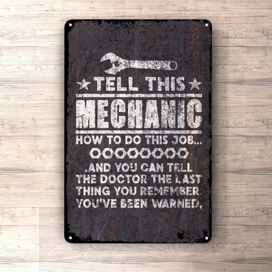 Tell This Mechanic How To Do This Job Skilte, Musemåtte, Dørmåtte , Plakat-Skilte-Funny Garage-Garage Culture Shop- garage - man cave - merchandise