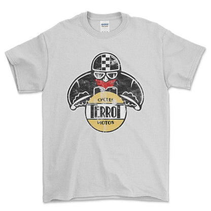 Terrot Biker Vintage Style Unisex T-Shirt , Bomuld-Beklædning-Terrot-Hvid-S-Forside-Garage Culture Shop- garage - man cave - merchandise