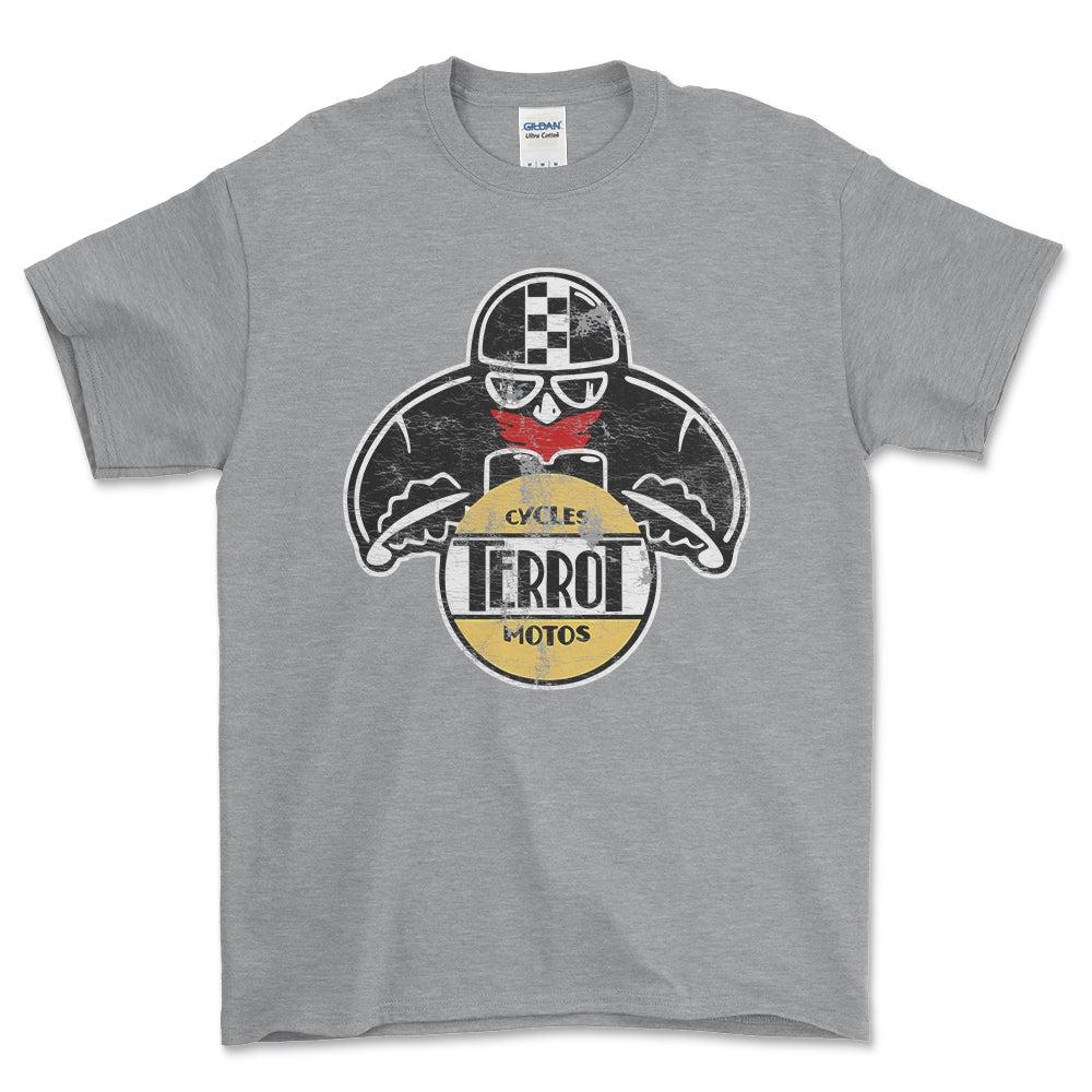 Terrot Biker Vintage Style Unisex T-Shirt , Bomuld-Beklædning-Terrot-Grå Sport-S-Forside-Garage Culture Shop- garage - man cave - merchandise