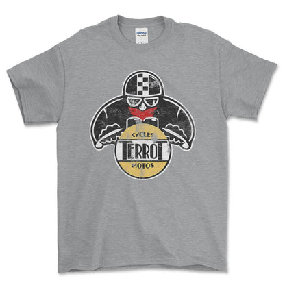 Terrot Biker Vintage Style Unisex T-Shirt , Bomuld-Beklædning-Terrot-Grå Sport-S-Forside-Garage Culture Shop- garage - man cave - merchandise
