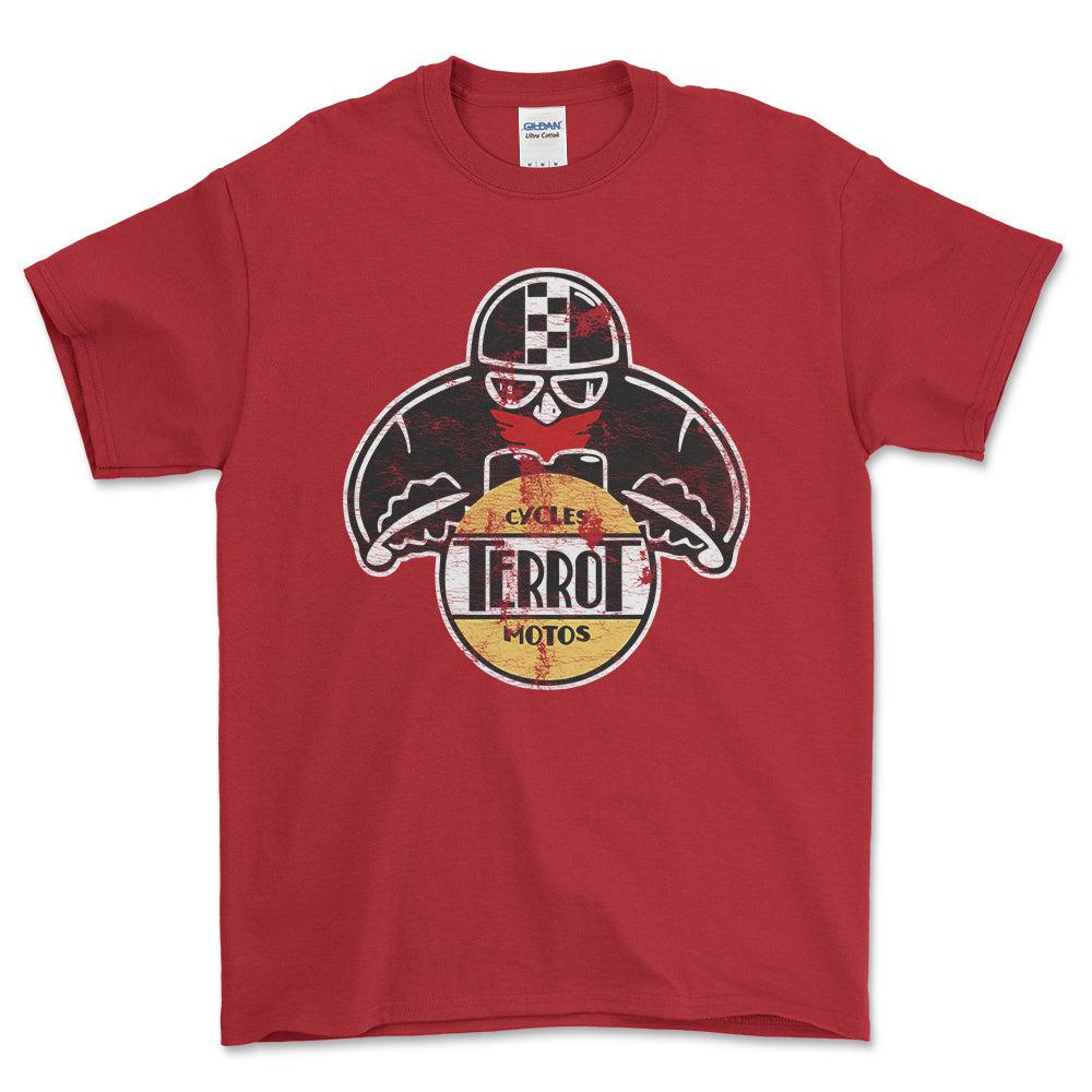Terrot Biker Vintage Style Unisex T-Shirt , Bomuld-Beklædning-Terrot-Rød-S-Forside-Garage Culture Shop- garage - man cave - merchandise