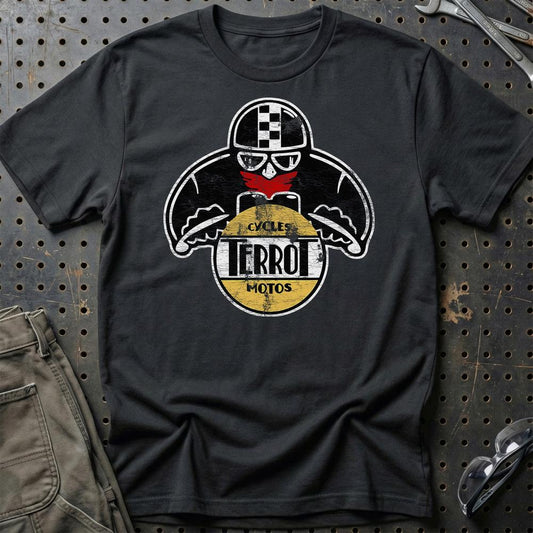 Terrot Biker Vintage Style Unisex T-Shirt , Bomuld-Beklædning-Terrot-Sort-S-Garage Culture Shop- garage - man cave - merchandise