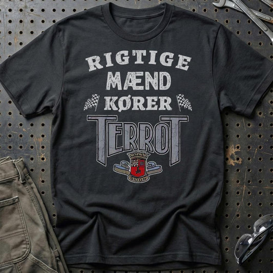 Terrot Rigtige Mænd Kører - Unisex T-Shirt , Bomuld-Beklædning-Terrot-Sort-S-Garage Culture Shop- garage - man cave - merchandise
