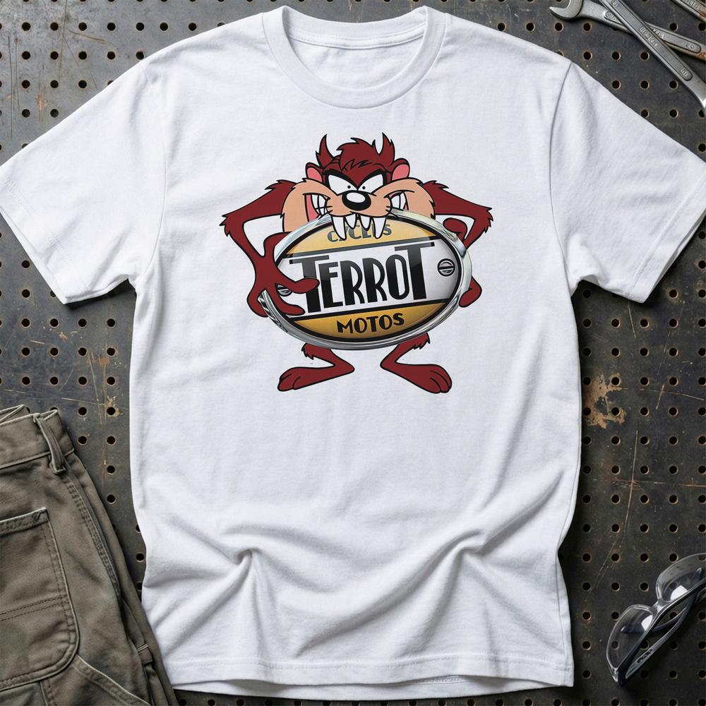 Terrot TAZ Unisex T-Shirt , Bomuld-Beklædning-Terrot-Hvid-S-Garage Culture Shop- garage - man cave - merchandise