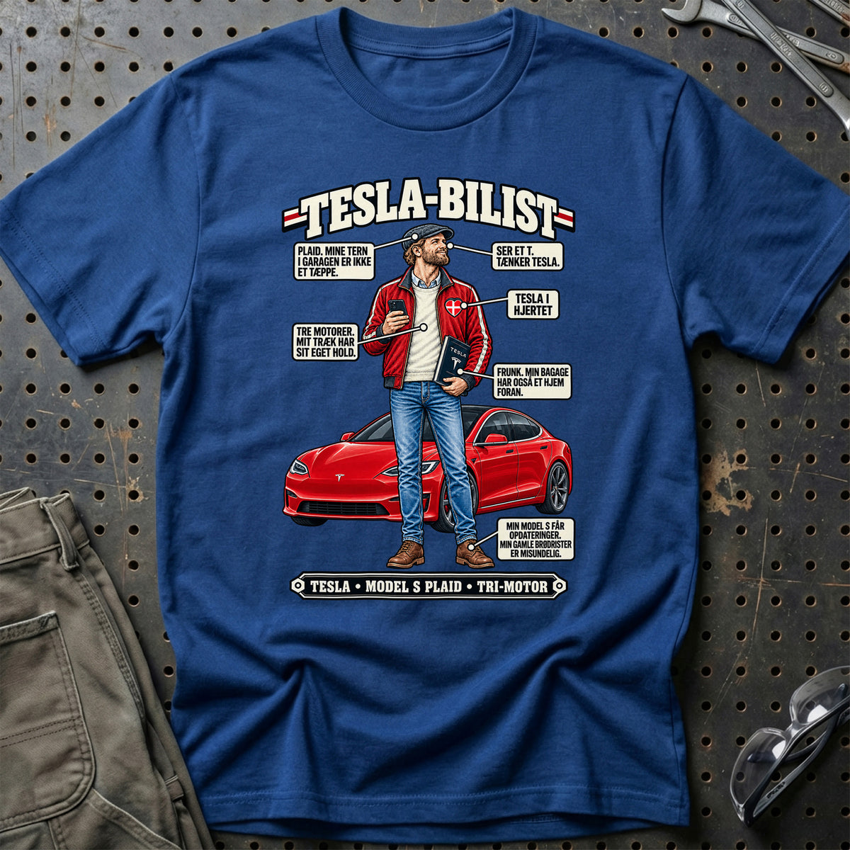 
Tesla-Bilist T-Shirt – Blå Royal