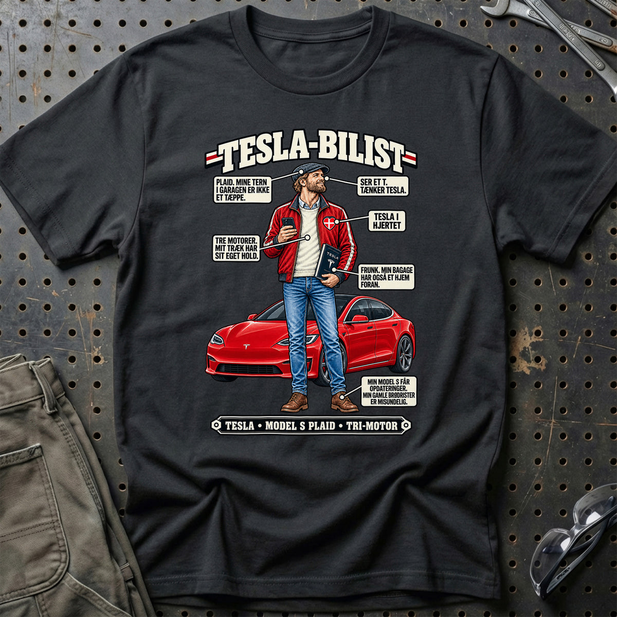 
Tesla-Bilist T-Shirt – Sort