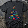 Tesla Juletræ Christmas Tree T-Shirt-Beklædning-Tesla-Sort-S-Garage Culture Shop- garage - man cave - merchandise