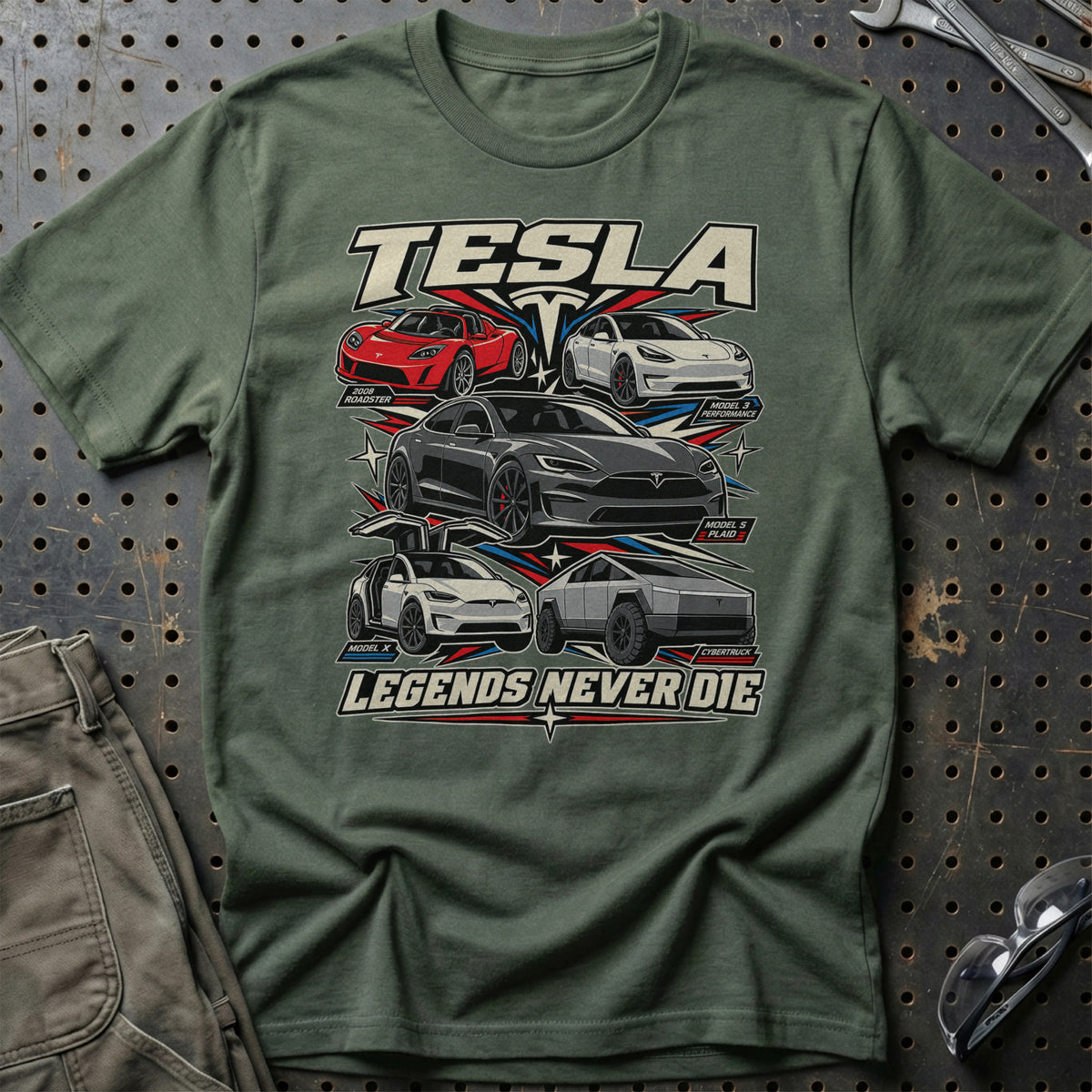 
Produktbillede af Tesla Legends Never Die T-Shirt