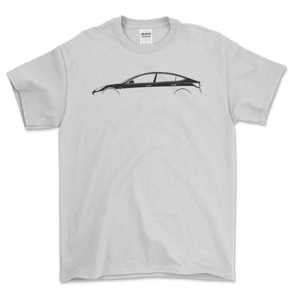 Tesla Model 3 Silhuet - Unisex T-Shirt , Bomuld-Beklædning-Tesla-Hvid-S-Forside-Garage Culture Shop- garage - man cave - merchandise