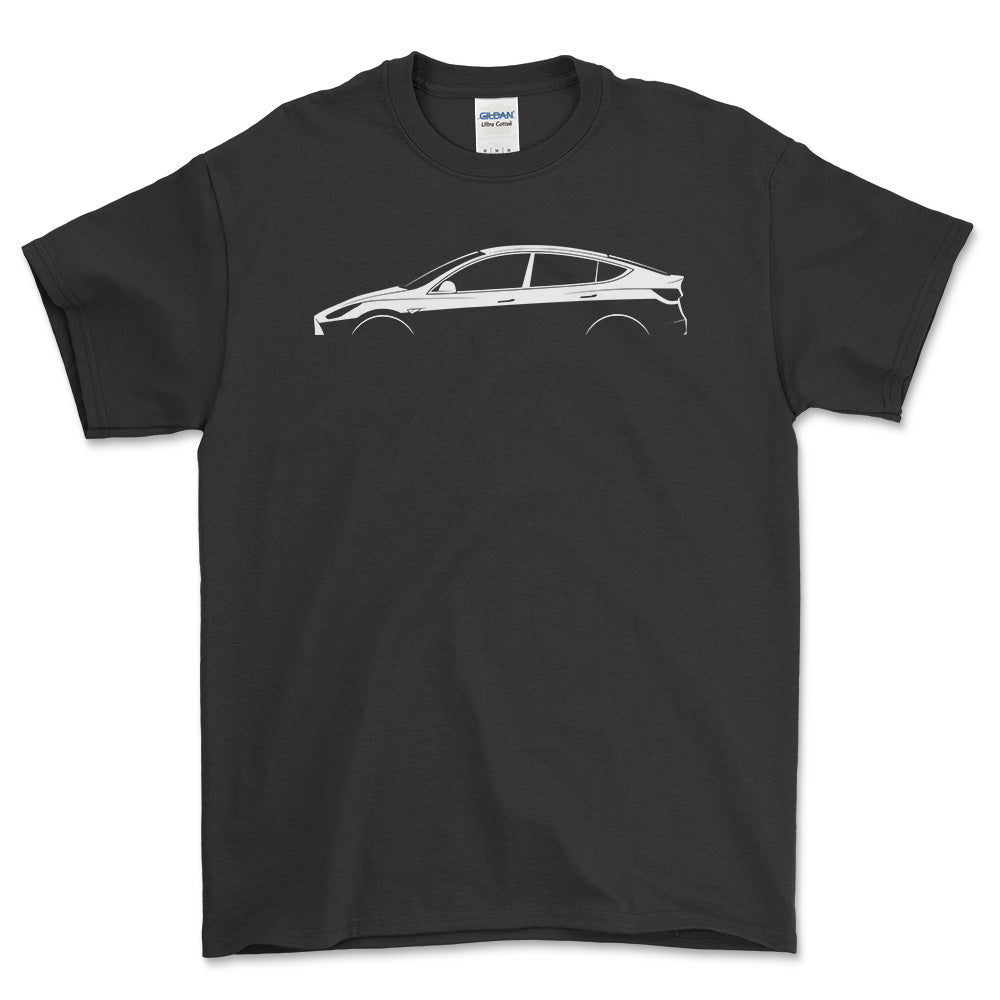 Tesla Model Y Silhuet T-Shirt-Beklædning-Tesla-Sort-S-Garage Culture Shop- garage - man cave - merchandise