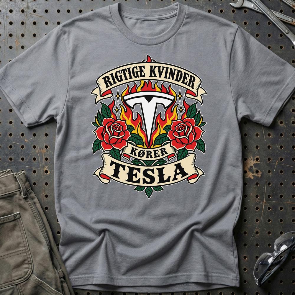 
Produktbillede af Tesla Rigtige Kvinder Kører – Roser og Flammer T-Shirt