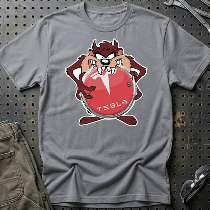 Tesla TAZ Unisex T-Shirt , Bomuld-Beklædning-Tesla-Grå Sport-S-Garage Culture Shop- garage - man cave - merchandise