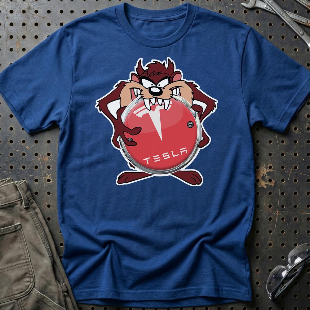 Tesla TAZ Unisex T-Shirt , Bomuld-Beklædning-Tesla-Blå Royal-S-Garage Culture Shop- garage - man cave - merchandise