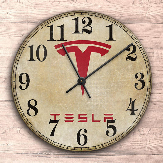 Tesla Vægur Rundt-Clock-Tesla-Garage Culture Shop- garage - man cave - merchandise