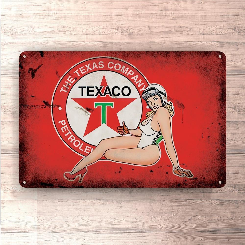 Texaco Pin-Up Vintage Skilte, Musemåtte, Dørmåtte-Skilte-Motorolie-Garage Culture Shop- garage - man cave - merchandise