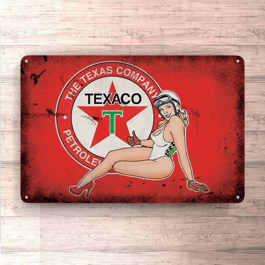 Texaco Pin-Up Vintage Skilte, Musemåtte, Dørmåtte-Skilte-Motorolie-Garage Culture Shop- garage - man cave - merchandise
