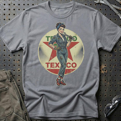 Texaco Pinup - Unisex T-Shirt , Bomuld-Beklædning-Motoroil-Grå Sport-S-Garage Culture Shop- garage - man cave - merchandise