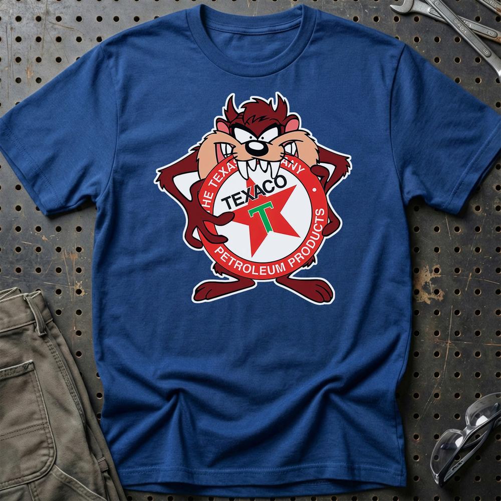 Texaco TAZ T-Shirt-Beklædning-Motoroil-Blå Royal-S-Garage Culture Shop- garage - man cave - merchandise