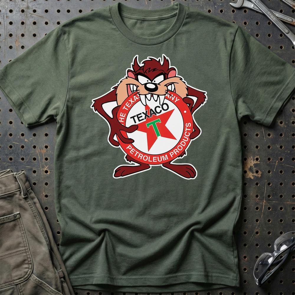 Texaco TAZ T-Shirt-Beklædning-Motoroil-Grøn Militær-S-Garage Culture Shop- garage - man cave - merchandise