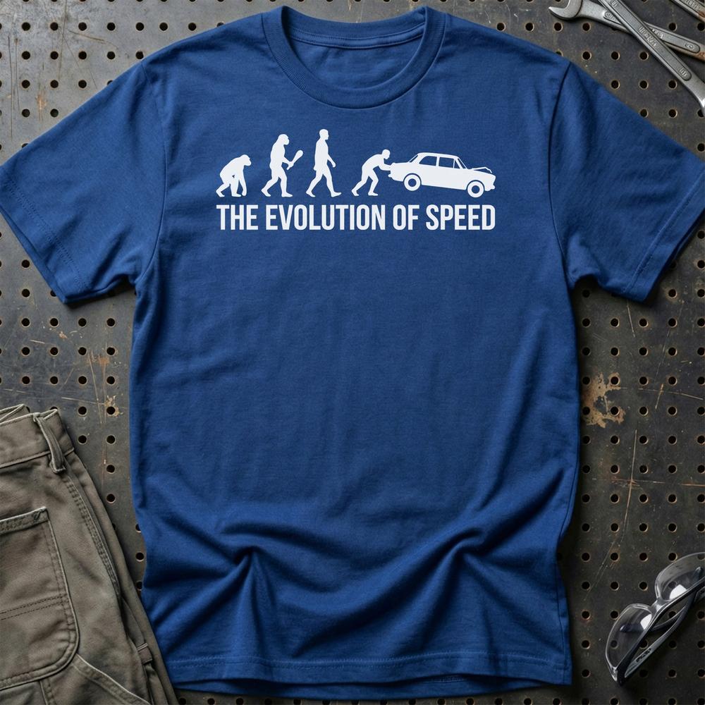 The Evolution Of Speed T-Shirt-Beklædning-Garage Culture-Blå Royal-S-Garage Culture Shop- garage - man cave - merchandise