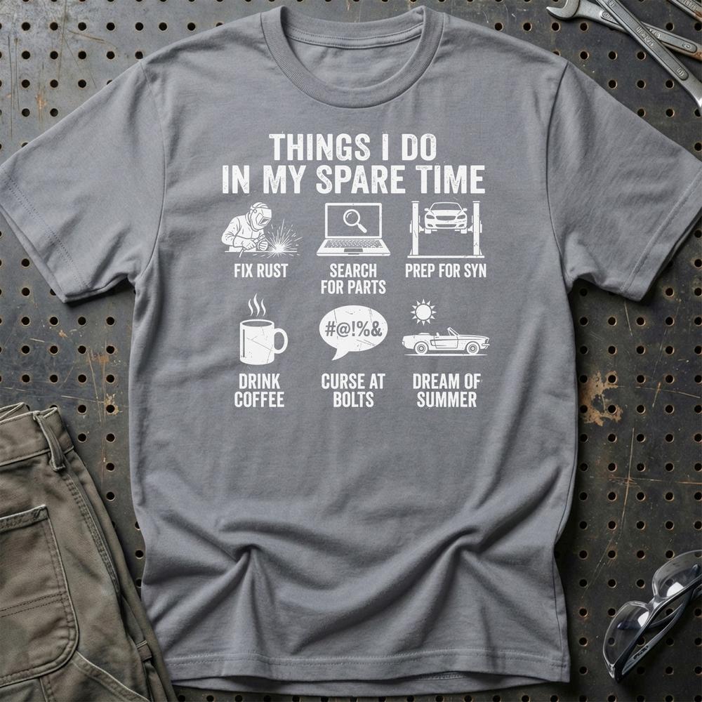 Things I Do In My Spare Time - Unisex T-Shirt , Bomuld-Beklædning-Garage Culture-Grå Sport-S-Garage Culture Shop- garage - man cave - merchandise