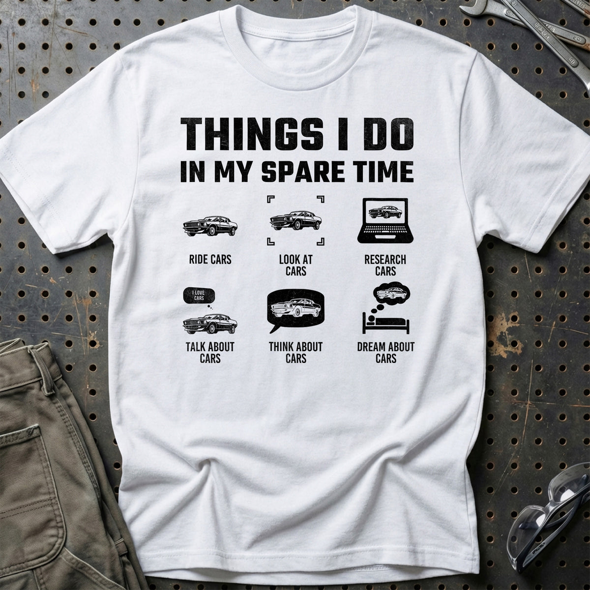 
Produktbillede af Thinks I Do In Spare Time Cars T-Shirt
