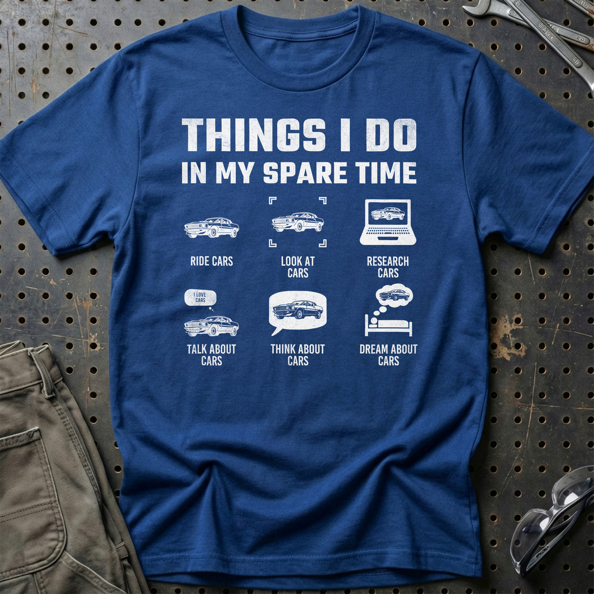 
Produktbillede af Thinks I Do In Spare Time Cars T-Shirt