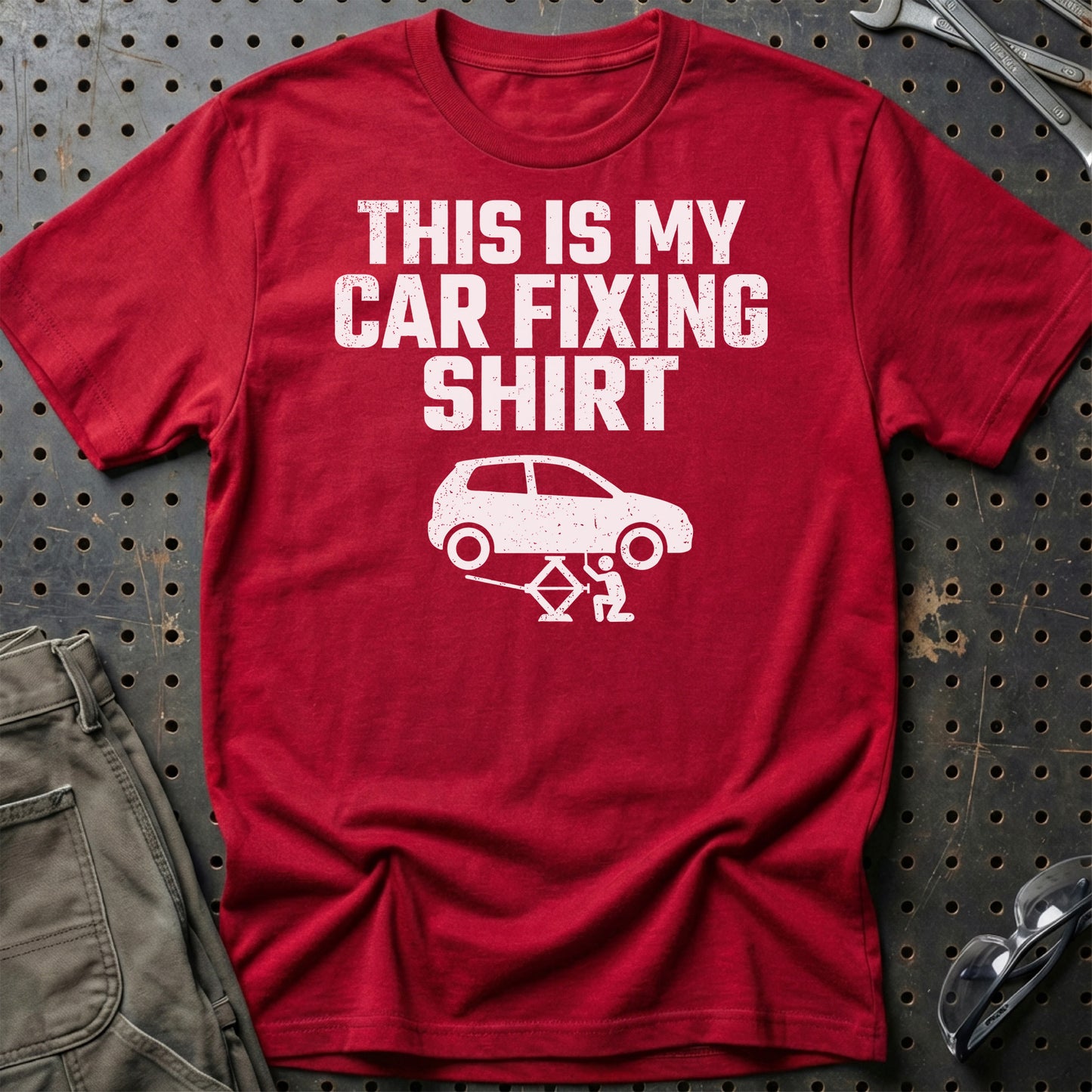This Is My Car Fixing Shirt - Unisex T-Shirt , Bomuld-Beklædning-Garage Culture-Rød-S-Garage Culture Shop- garage - man cave - merchandise