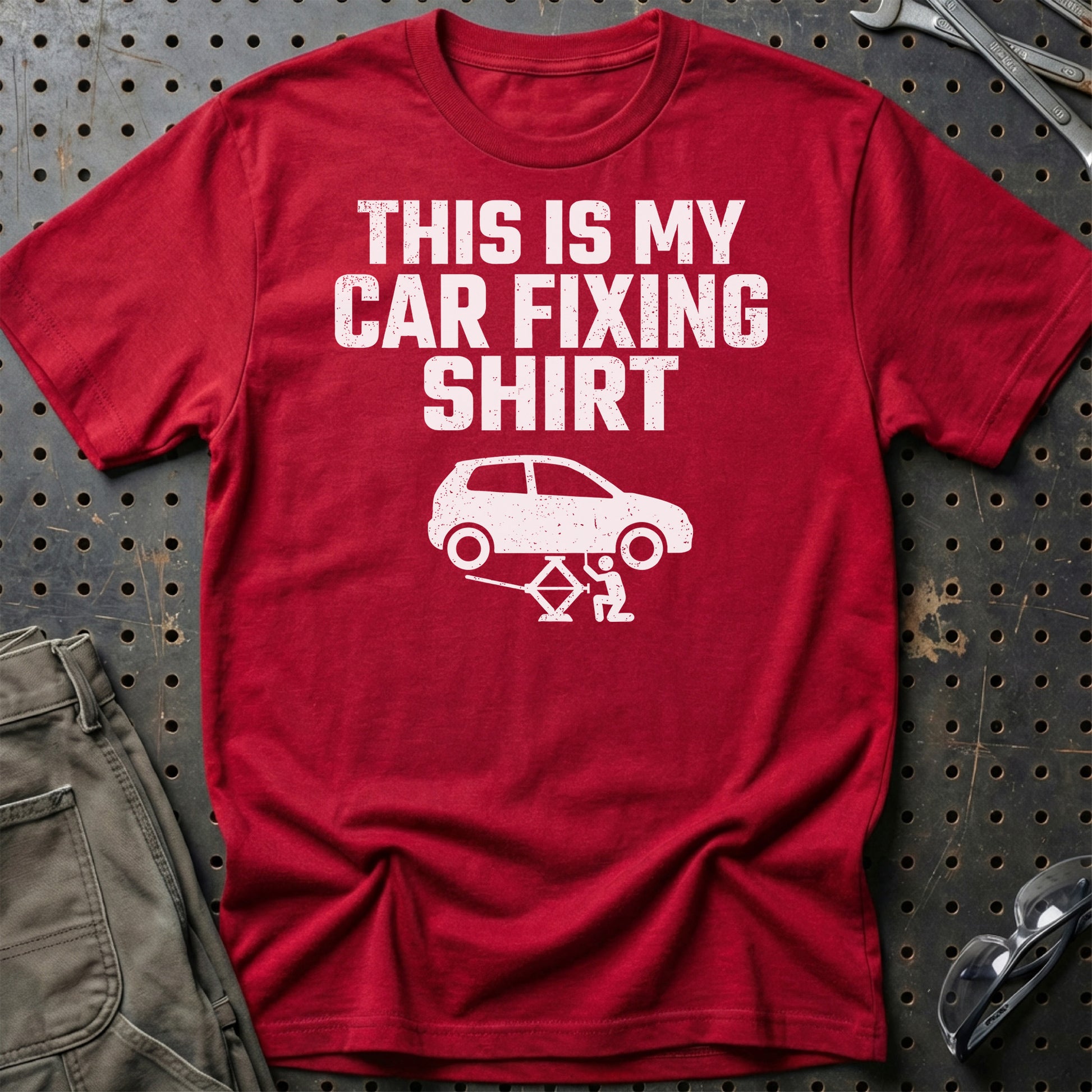 This Is My Car Fixing Shirt - Unisex T-Shirt , Bomuld-Beklædning-Garage Culture-Rød-S-Garage Culture Shop- garage - man cave - merchandise
