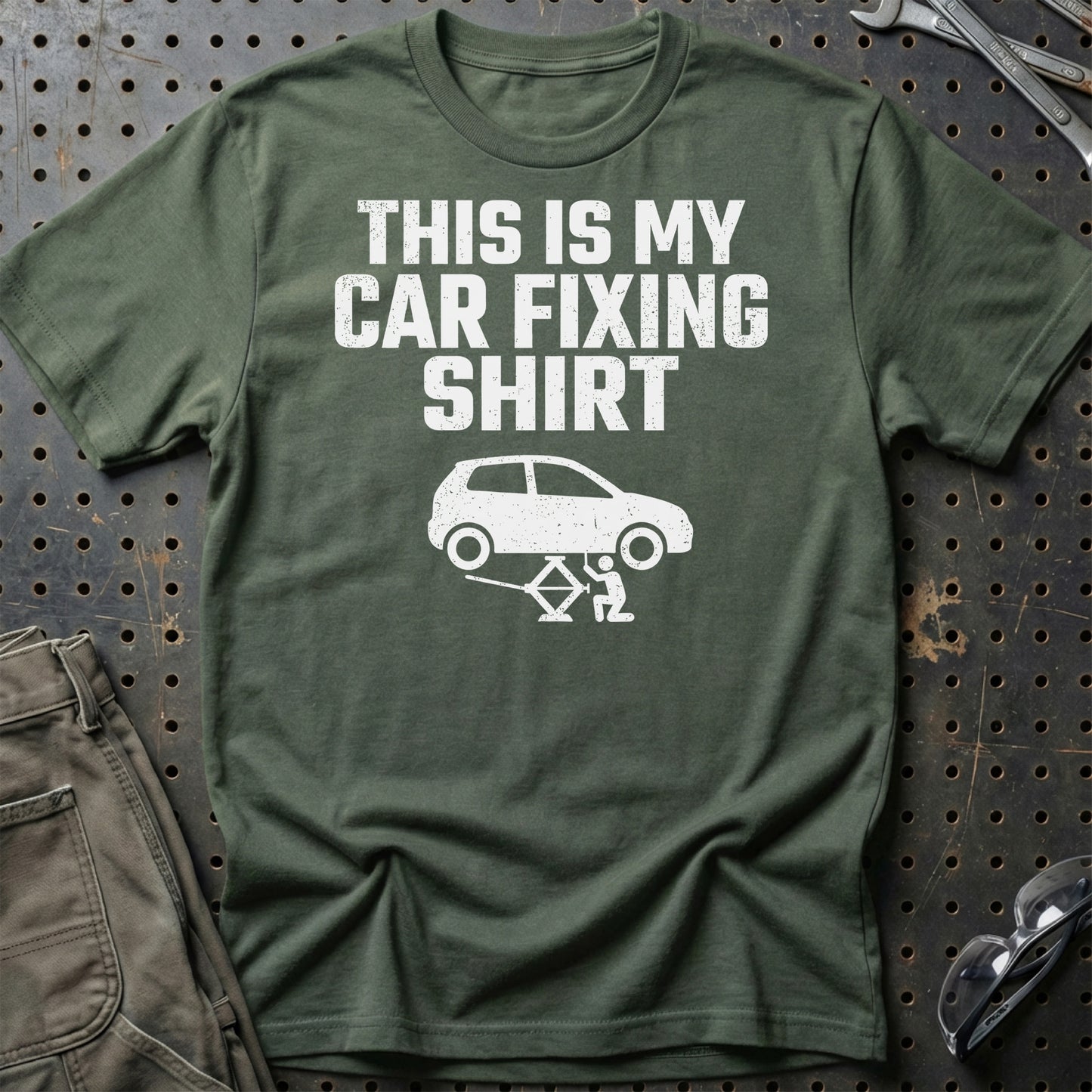 This Is My Car Fixing Shirt - Unisex T-Shirt , Bomuld-Beklædning-Garage Culture-Grøn Militær-S-Garage Culture Shop- garage - man cave - merchandise