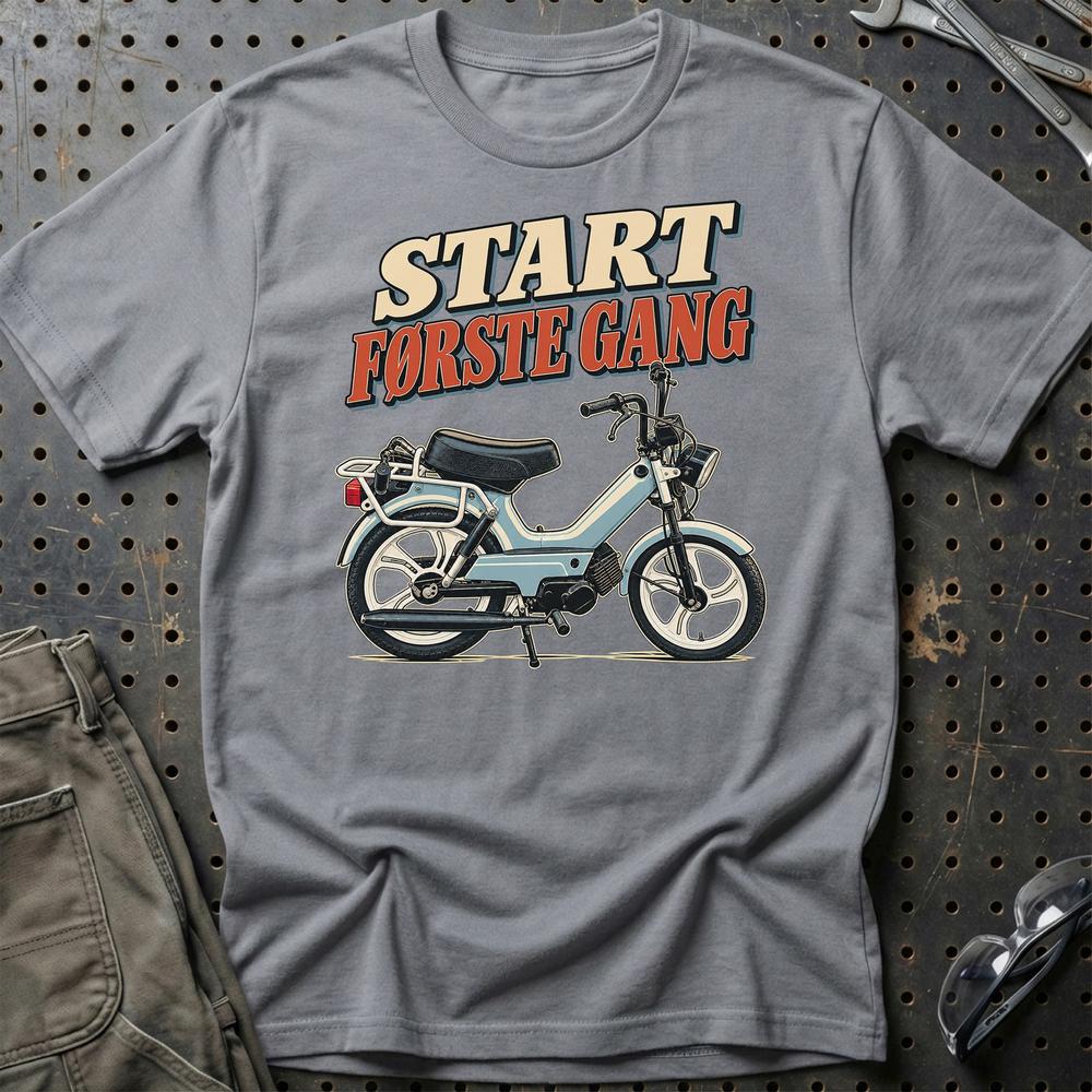 Tomos A35 S – Start Første Gang T-Shirt-Beklædning-Tomos-Grå Sport-S-Garage Culture Shop- garage - man cave - merchandise
