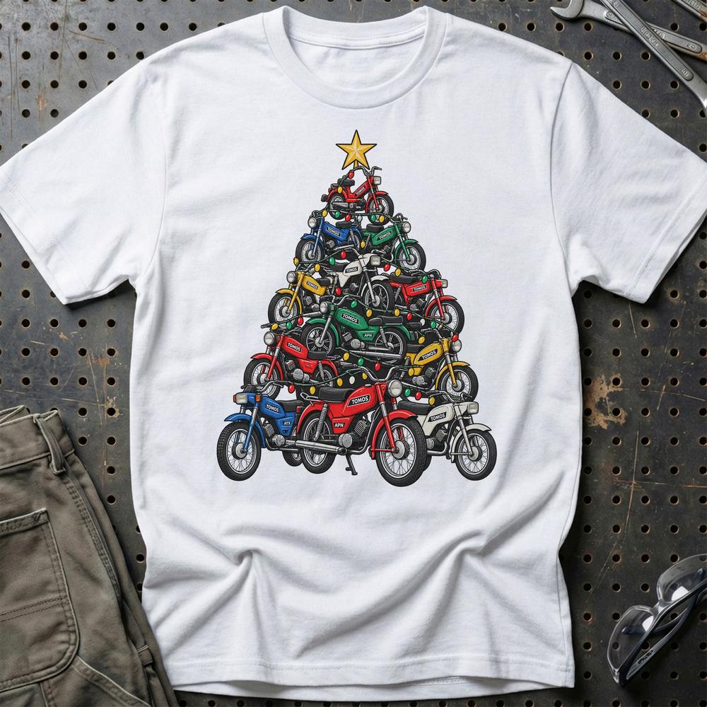 Tomos Juletræ T-Shirt-Beklædning-Tomos-Hvid-S-Garage Culture Shop- garage - man cave - merchandise