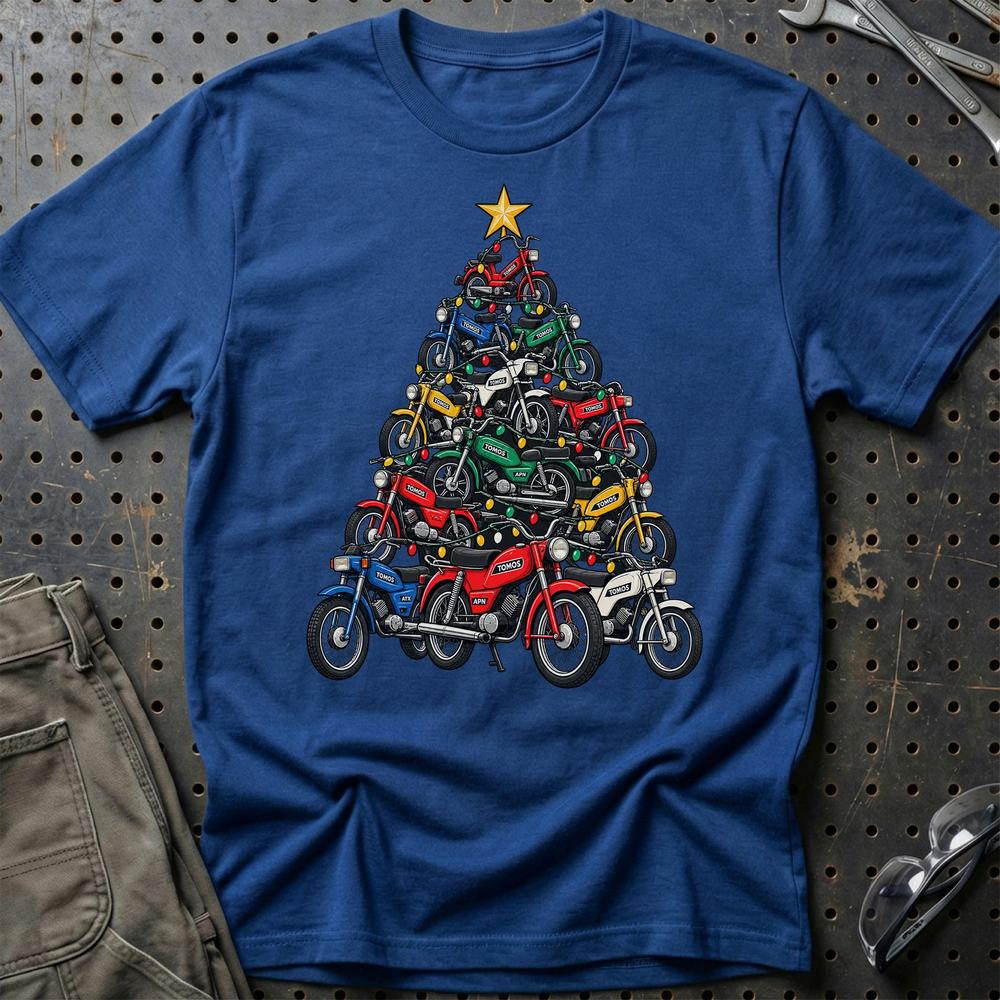Tomos Juletræ T-Shirt-Beklædning-Tomos-Blå Royal-S-Garage Culture Shop- garage - man cave - merchandise