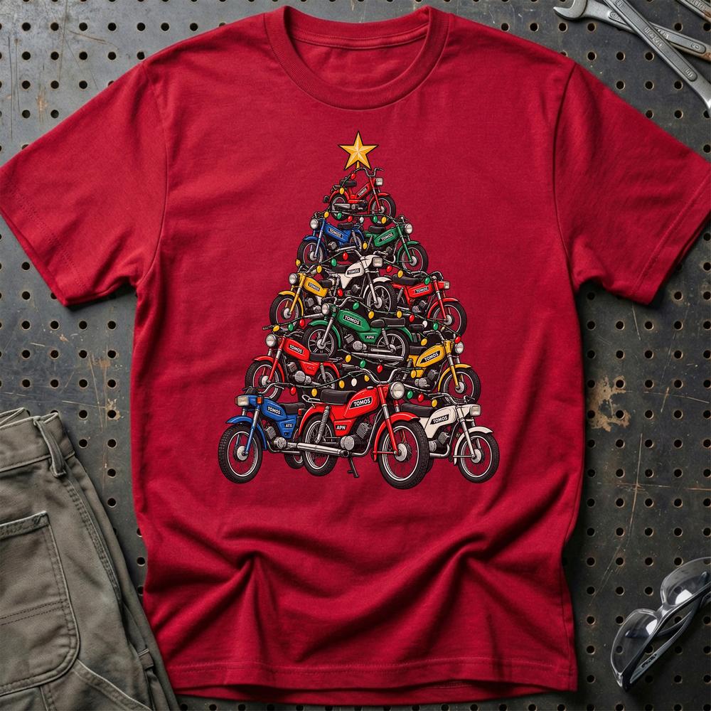 Tomos Juletræ T-Shirt-Beklædning-Tomos-Rød-S-Garage Culture Shop- garage - man cave - merchandise