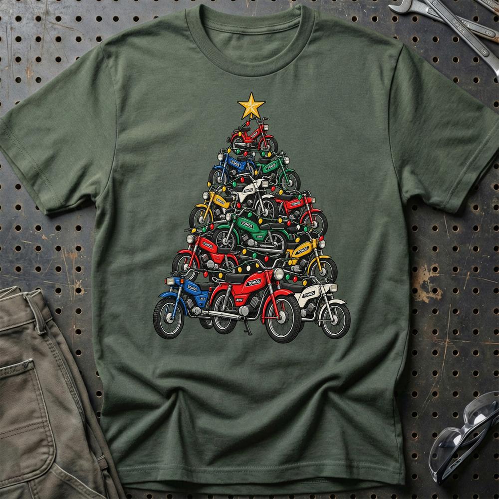 Tomos Juletræ T-Shirt-Beklædning-Tomos-Grøn Militær-S-Garage Culture Shop- garage - man cave - merchandise